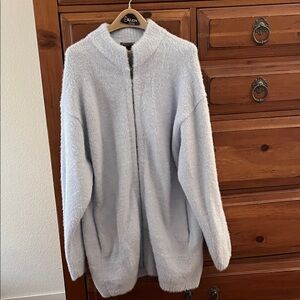 Light Blue Cozy Zip-Front Women's Jacket